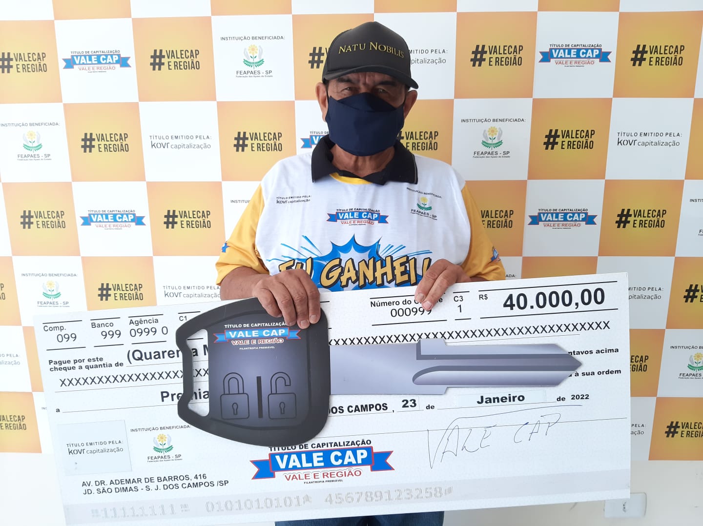 Morador de Caçapava ganha sozinho uma Fiat Toro mais 40 mil reais em dinheiro.