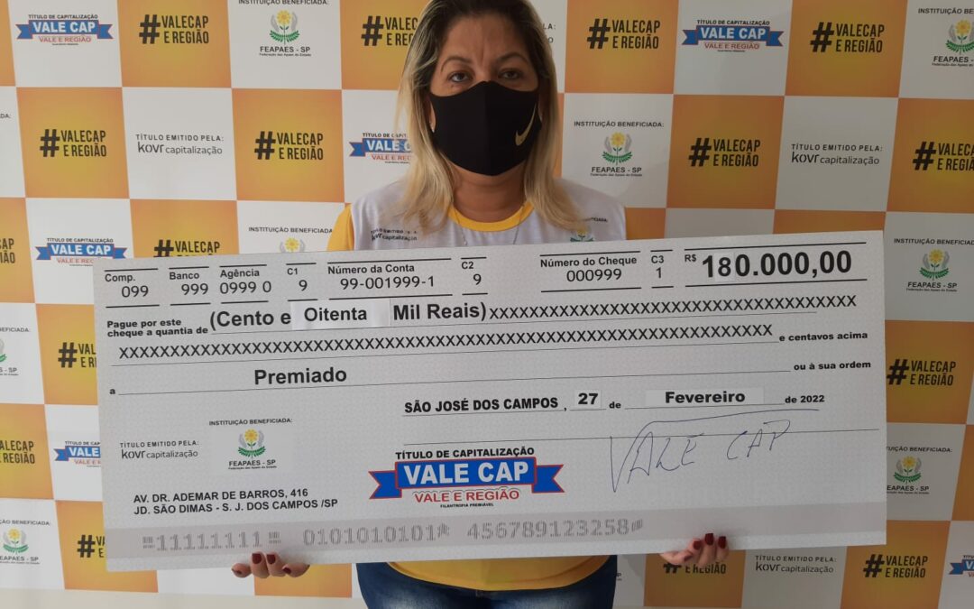 Dois ganhadores dividem o prêmio de 180 mil reais no Vale Cap
