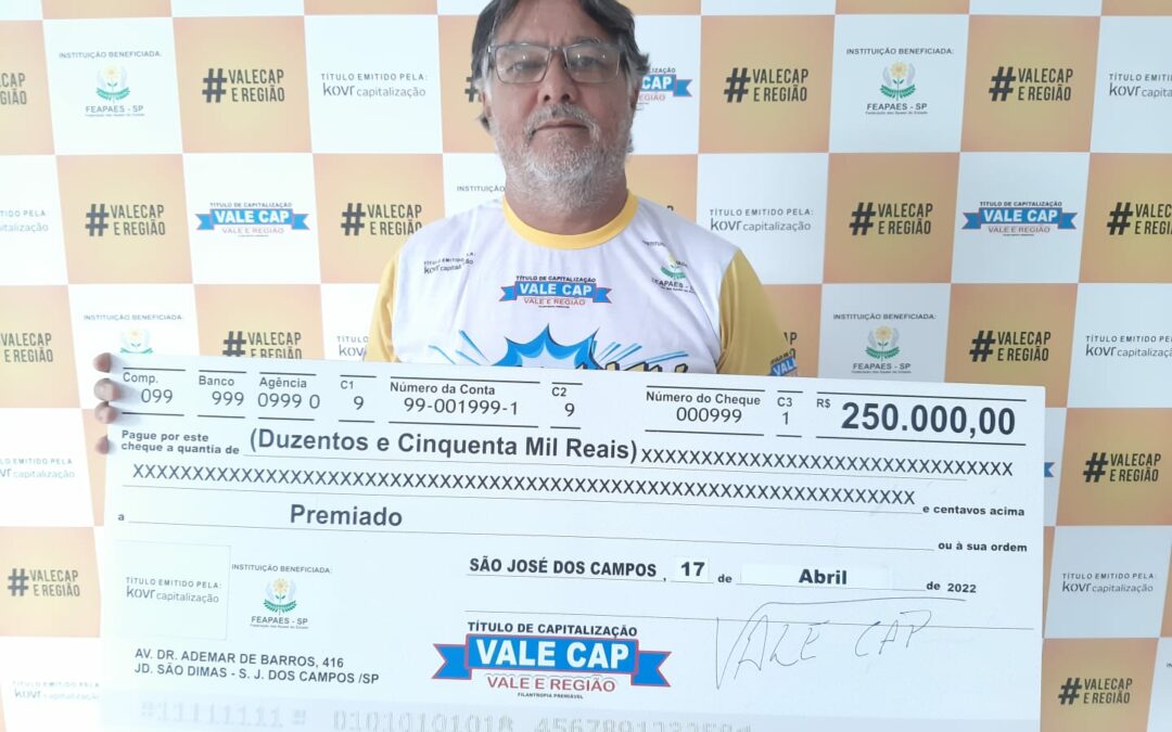 Dois ganhadores dividem o quarto prêmio do Vale Cap no valor de 250 mil reais